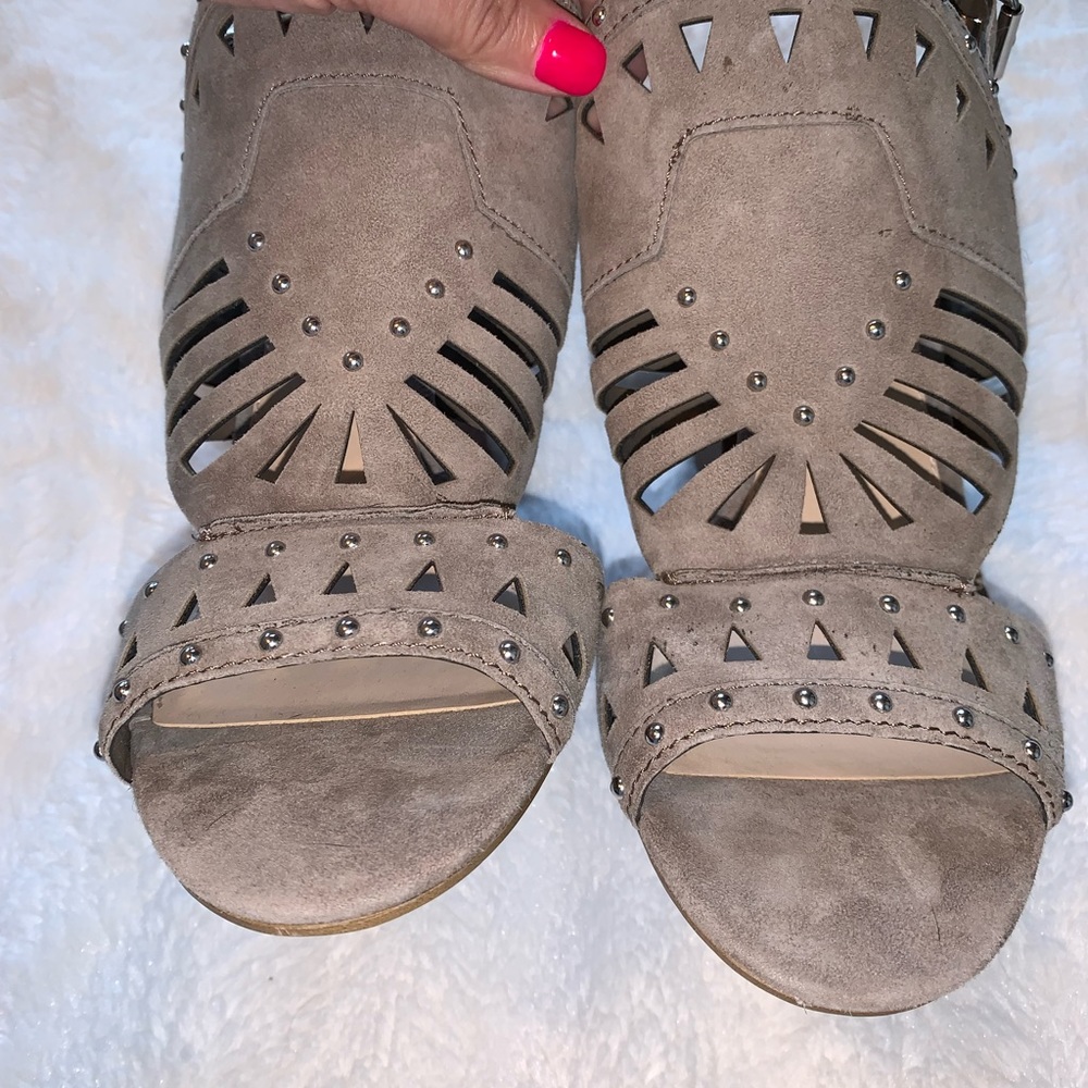 Vince Camuto Suede Cutout Peep Toe Heels - Picture 5 of 7